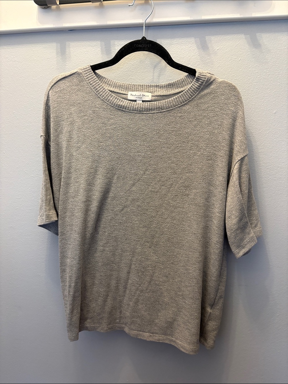Michael Stars Relaxed Short Sleeve Crewneck Top in Light Heather Gray